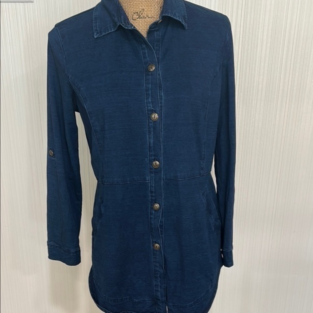 Focus Casual Life Women's Dark Blue Button-Up Jean Jacket 78% Tencel
